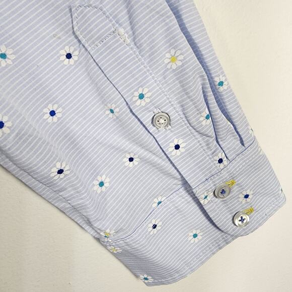 Talbots Shirt Floral Striped Button Down Sz XLP Blue Long Sleeve Preppy Coastal - Picture 6 of 8